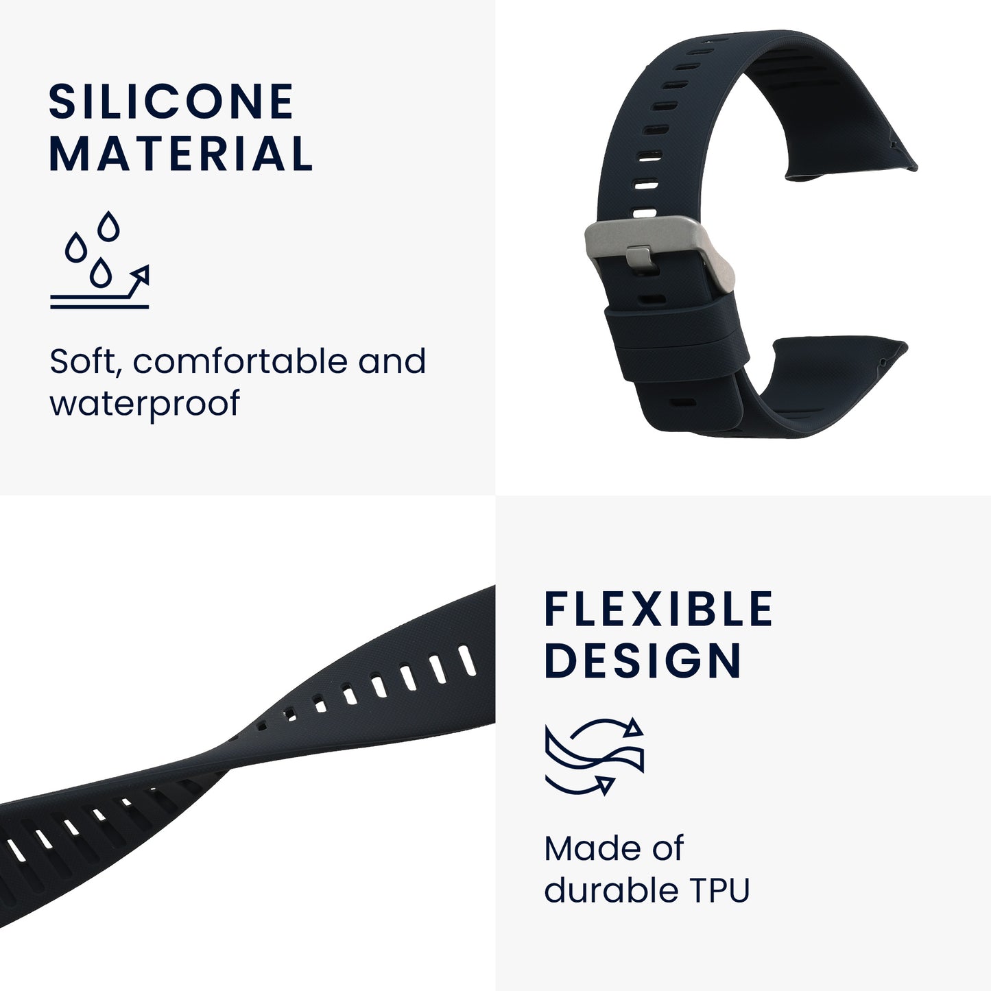 kwmobile Silikon Uhrenarmband für Polar Vantage V Armband - Ersatzarmband für Fitnesstracker - Wechselarmband Smartwatch