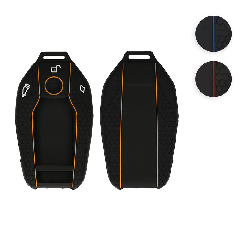 kwmobile Autoschlüssel Schutzhülle kompatibel mit BMW Display Key Autoschlüssel Hülle - Schlüsselhülle aus Silikon - in Schwarz Orange Schwarz  [dsg10]