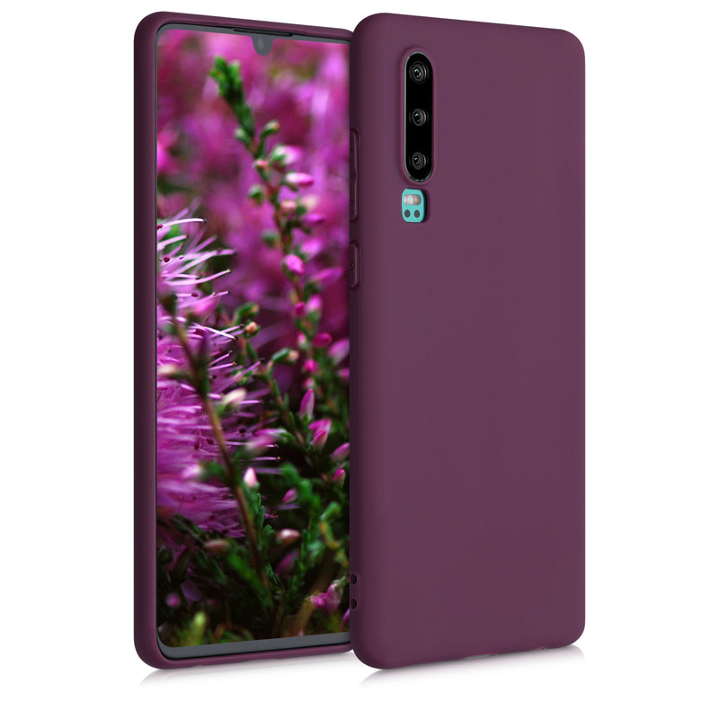 kwmobile Hülle kompatibel mit Huawei P30 Hülle - weiches TPU Silikon Case - Cover geeignet für kabelloses Laden - Bordeaux Violett Bordeaux Violett  