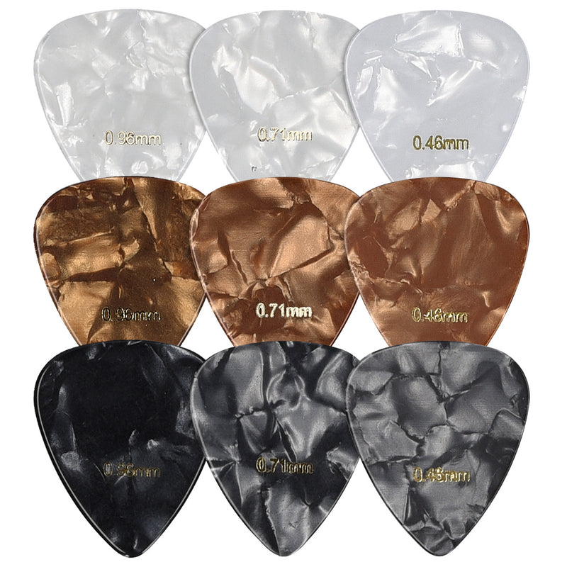 kwmobile Gitarren Plektrum Blättchen - 3 verschiedene Stärken 0,46mm 0,71mm 0,96mm - Plektren Set für akustische Gitarre E-Gitarre