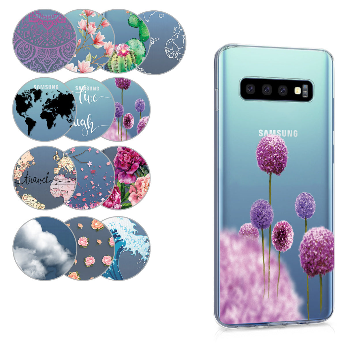 kwmobile Case kompatibel mit Samsung Galaxy S10 - Hülle Silikon transparent Kirschblütenblätter