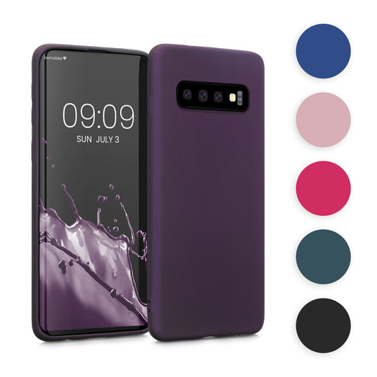 kwmobile Case kompatibel mit Samsung Galaxy S10 Hülle - Schutzhülle aus Silikon metallisch schimmernd - Handyhülle Metallic Dunkelrot Metallic Dunkelrot  
