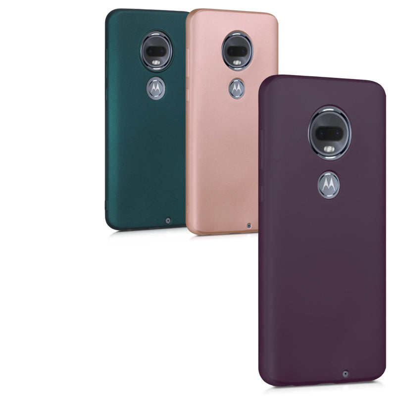 kwmobile Handyhülle für Motorola Moto G7 / Moto G7 Plus Hülle - Silikon Case metallisch schimmernd - Schutzhülle Cover