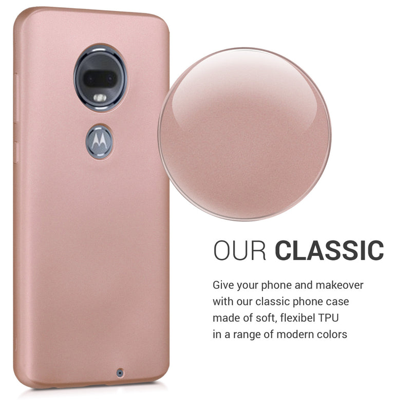 kwmobile Handyhülle für Motorola Moto G7 / Moto G7 Plus Hülle - Silikon Case metallisch schimmernd - Schutzhülle Cover
