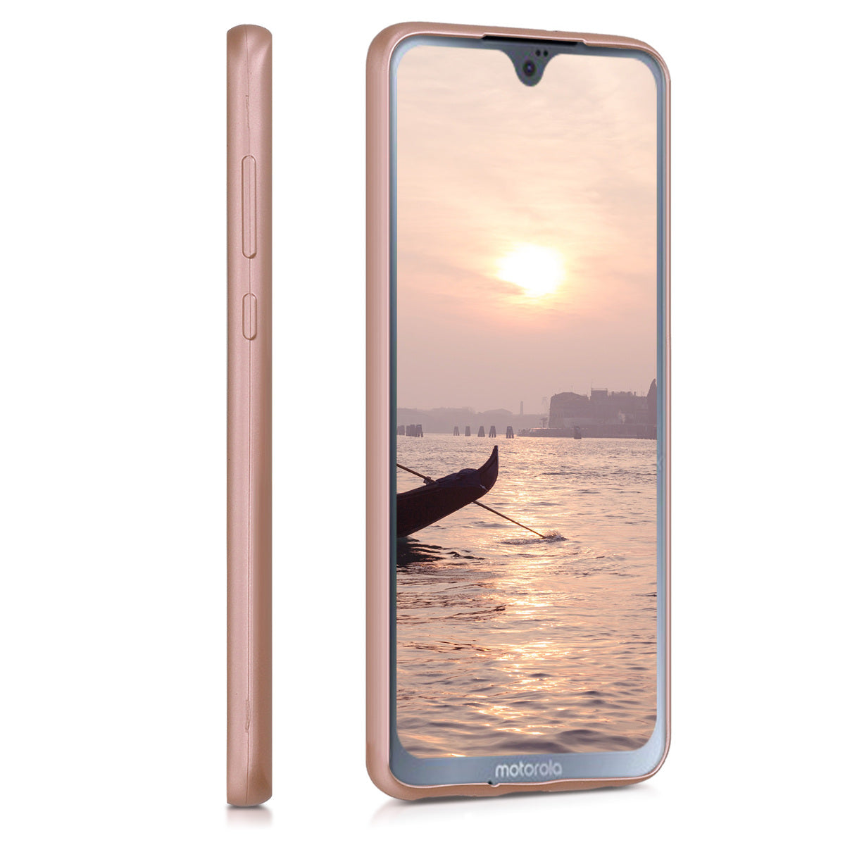 kwmobile Handyhülle für Motorola Moto G7 / Moto G7 Plus Hülle - Silikon Case metallisch schimmernd - Schutzhülle Cover