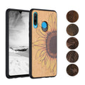 kwmobile Hülle kompatibel mit Huawei P30 Lite Hülle - Holz Case - Handy Cover - TPU Handyhülle in Dunkelbraun Indische Sonne Dunkelbraun  [dsg04]