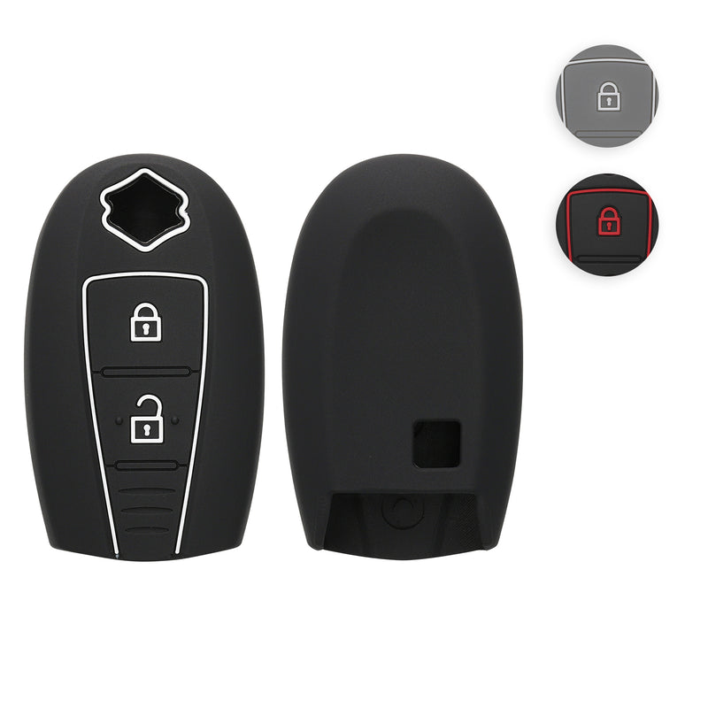 kwmobile Autoschlüssel Silikon Hülle kompatibel mit Suzuki Sport 2-Tasten Autoschlüssel Keyless Go - Schlüsselhülle in Schwarz Rot Schwarz  [dsg03]