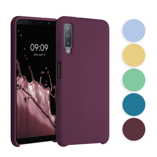 kwmobile Hülle kompatibel mit Samsung Galaxy A7 (2018) Hülle - Silikon Handy Case - Handyhülle weiche Oberfläche - kabelloses Laden - Petrol matt Petrol matt  