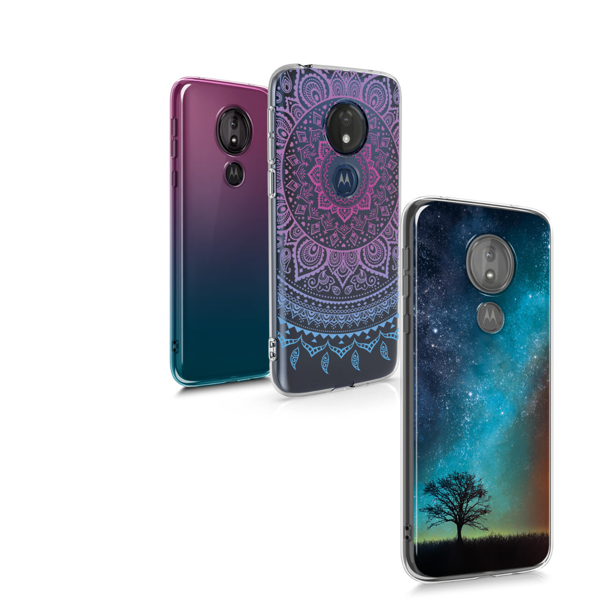 kwmobile Case kompatibel mit Motorola Moto G7 Power - Hülle Handy - Handyhülle Zwei Farben Pink Blau Transparent Pink  [dsg02]