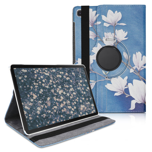 kwmobile Schutzhülle kompatibel mit Samsung Galaxy Tab S5e - Hülle 360° - Tablet Cover Case - Magnolien Taupe Weiß Blaugrau Taupe  [dsg01]