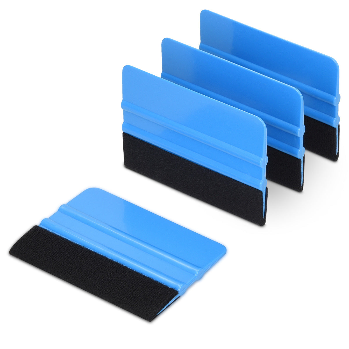 kwmobile Folienrakel Set mit Filzkante - 4x Folien Rakel für z. B. Tönungsfolie Fensterfolie Wandtattoo Fliesen Aufkleber - Folierungswerkzeug Blau Blau  