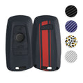 kwmobile Autoschlüssel Hülle kompatibel mit BMW 3-Tasten Funk Autoschlüssel (nur Keyless Go) - Hardcover Schutzhülle Schlüsselhülle Cover Carbon Schwarz Schwarz  [dsg01]