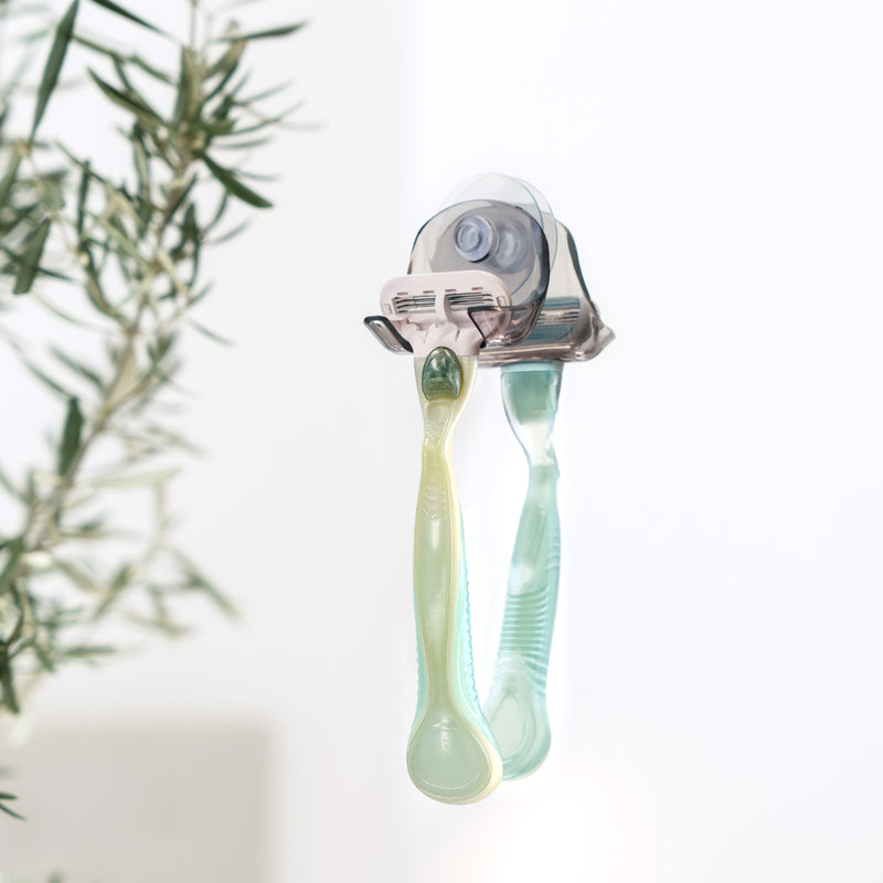 kwmobile Saugnapf Halterung für Rasierer für Glas und Fliesen Nassrasierer Saugnapf Halter Set Wand Haken