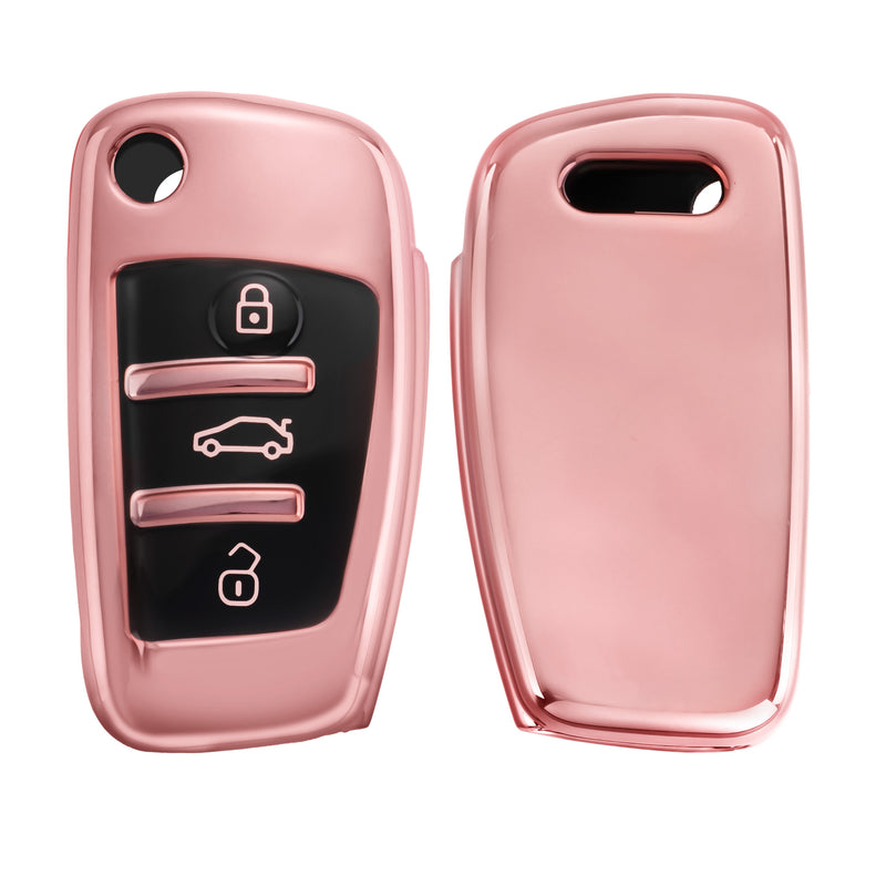 kwmobile Autoschlüssel Hülle kompatibel mit Audi 3-Tasten Klappschlüssel - Schlüsselhülle Silikon Cover