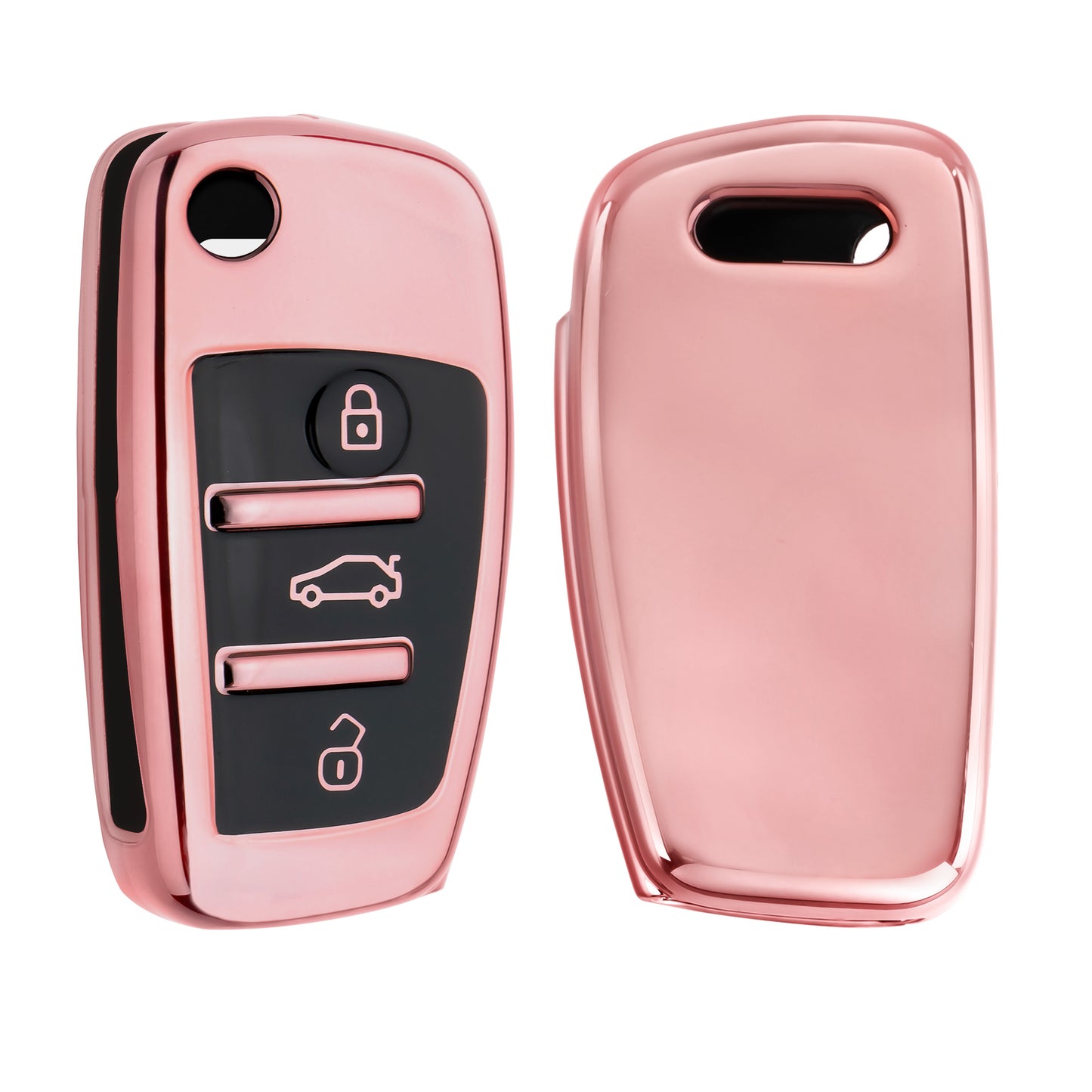 kwmobile Autoschlüssel Hülle kompatibel mit Audi 3-Tasten Klappschlüssel - Schlüsselhülle Silikon Cover