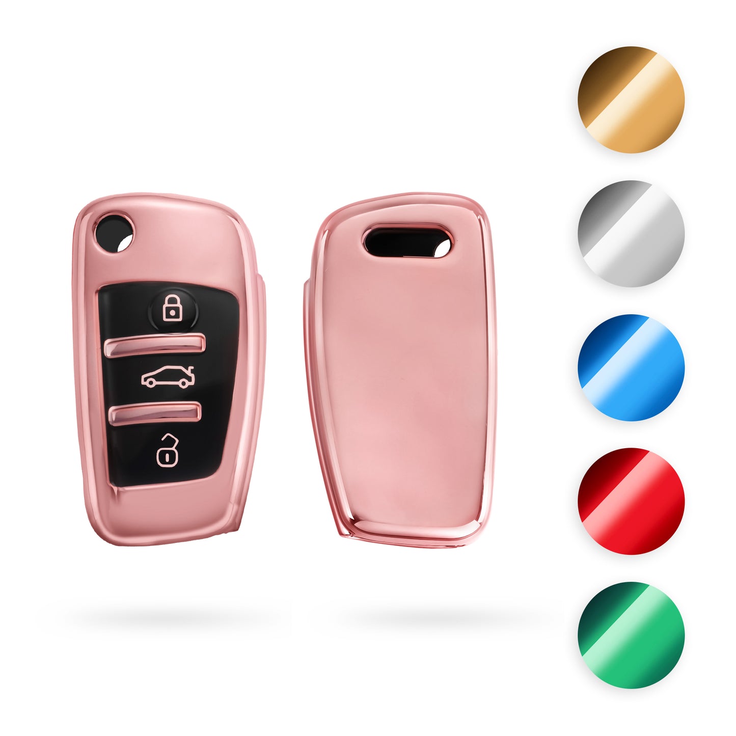 kwmobile Autoschlüssel Hülle kompatibel mit Audi 3-Tasten Klappschlüssel - Schlüsselhülle Silikon Cover - Dunkelgrau Silber Dunkelgrau  [dsg09]