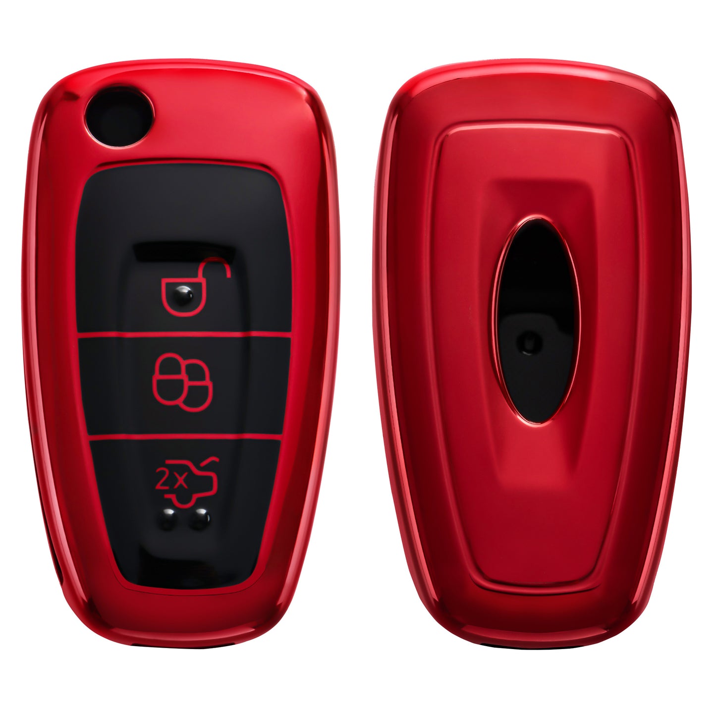kwmobile Autoschlüssel Hülle kompatibel mit Ford 3-Tasten Klapp Autoschlüssel - Schlüsselhülle Silikon Cover