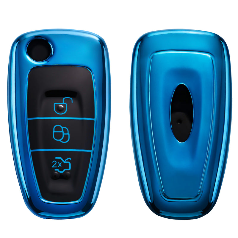 kwmobile Autoschlüssel Hülle kompatibel mit Ford 3-Tasten Klapp Autoschlüssel - Schlüsselhülle Silikon Cover