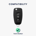 kwmobile Autoschlüssel Hülle kompatibel mit Ford 3-Tasten Klapp Autoschlüssel - Schlüsselhülle Silikon Cover