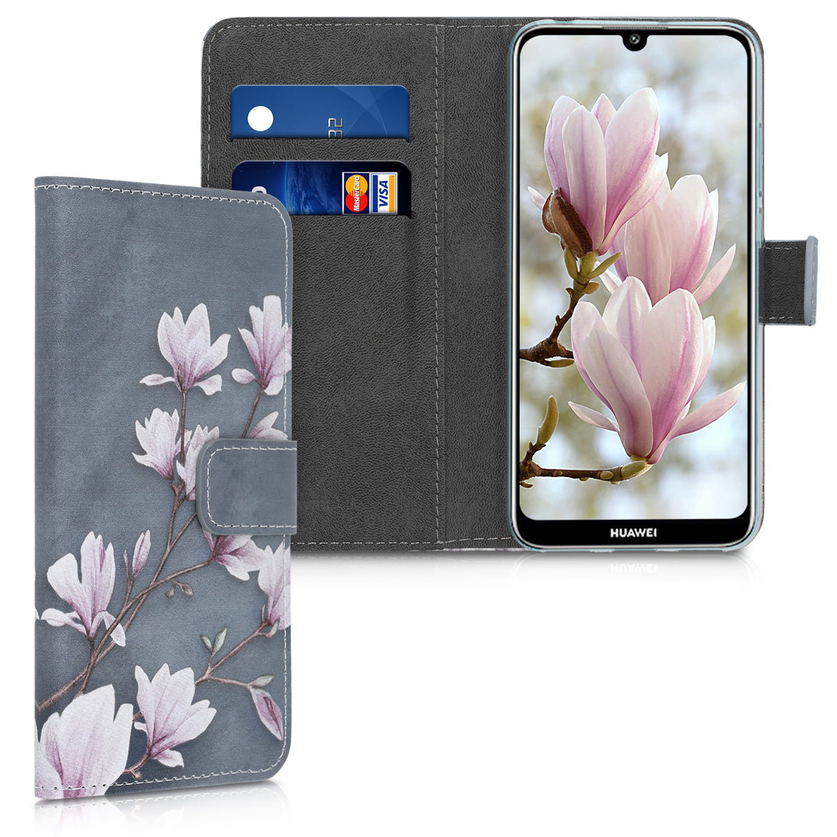 kwmobile Wallet Case kompatibel mit Huawei Y6 (2019) Hülle - Cover mit Ständer und Kartenfächern