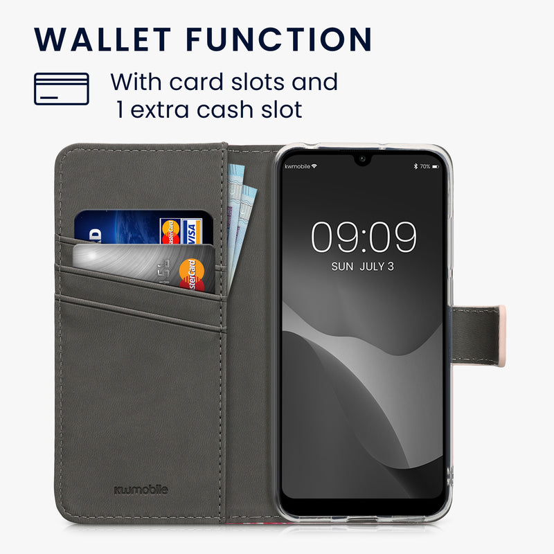 kwmobile Wallet Case kompatibel mit Huawei Y6 (2019) Hülle - Cover mit Ständer und Kartenfächern
