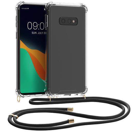 kwmobile Necklace Case kompatibel mit Samsung Galaxy S10e Hülle - Silikon Cover mit Handykette - Band Handyhülle Transparent Schwarz Transparent  