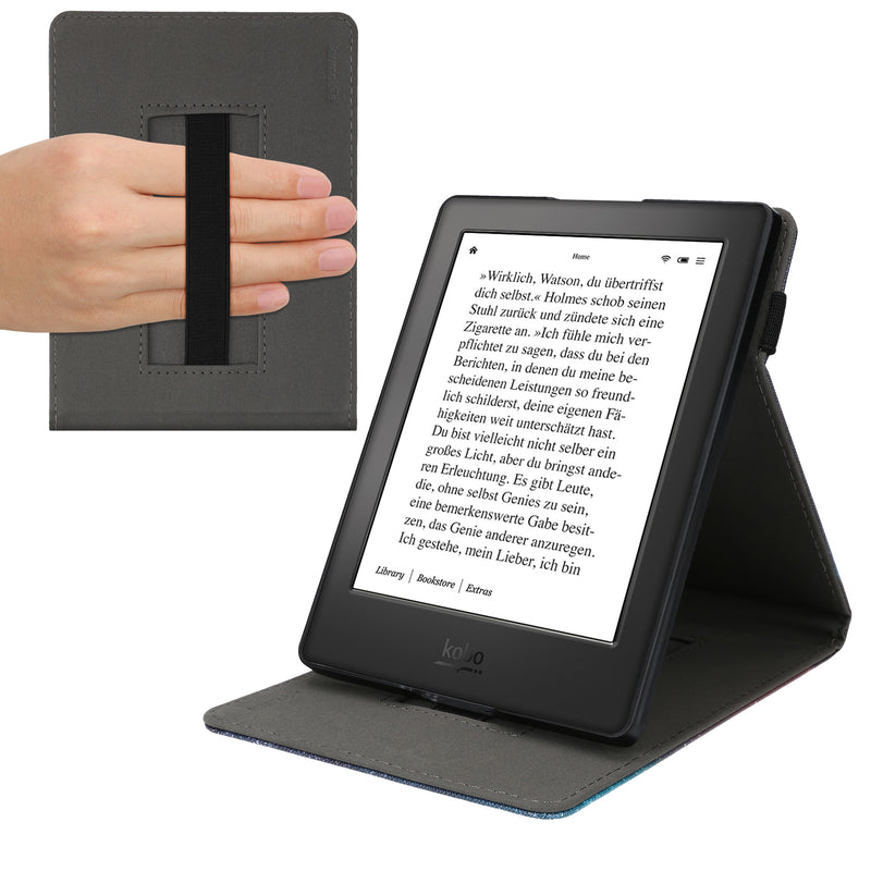 kwmobile Hülle kompatibel mit Kobo Aura H2O Edition 2 Hülle - Case mit Schlaufe und Ständer