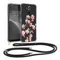 kwmobile Necklace Case kompatibel mit Huawei Mate 20 Lite Hülle Silikon Cover mit Handykette Transparent Magnolien