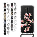 kwmobile Necklace Case kompatibel mit Huawei Mate 20 Lite Hülle Silikon Cover mit Handykette Transparent Magnolien