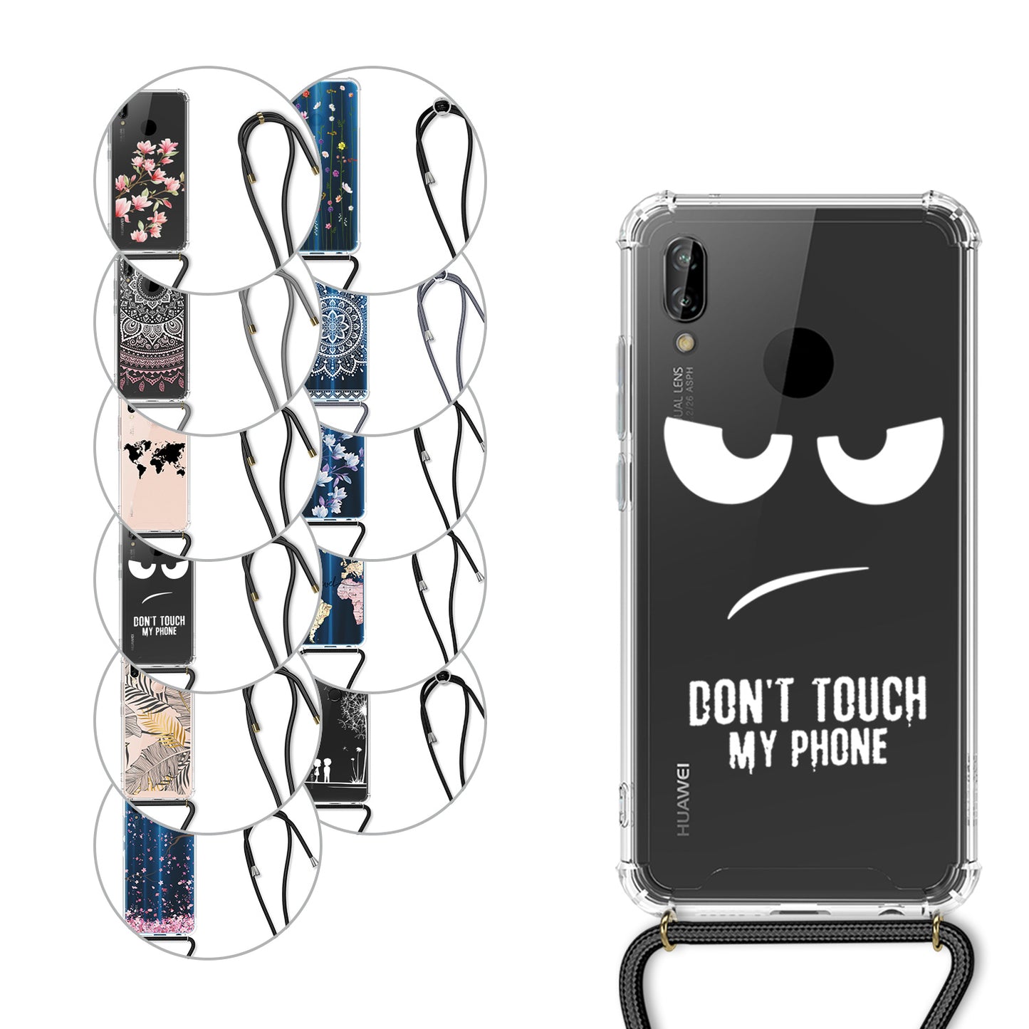 kwmobile Necklace Case kompatibel mit Huawei P20 Lite Hülle Silikon Cover mit Handykette Kirschblütenblätter