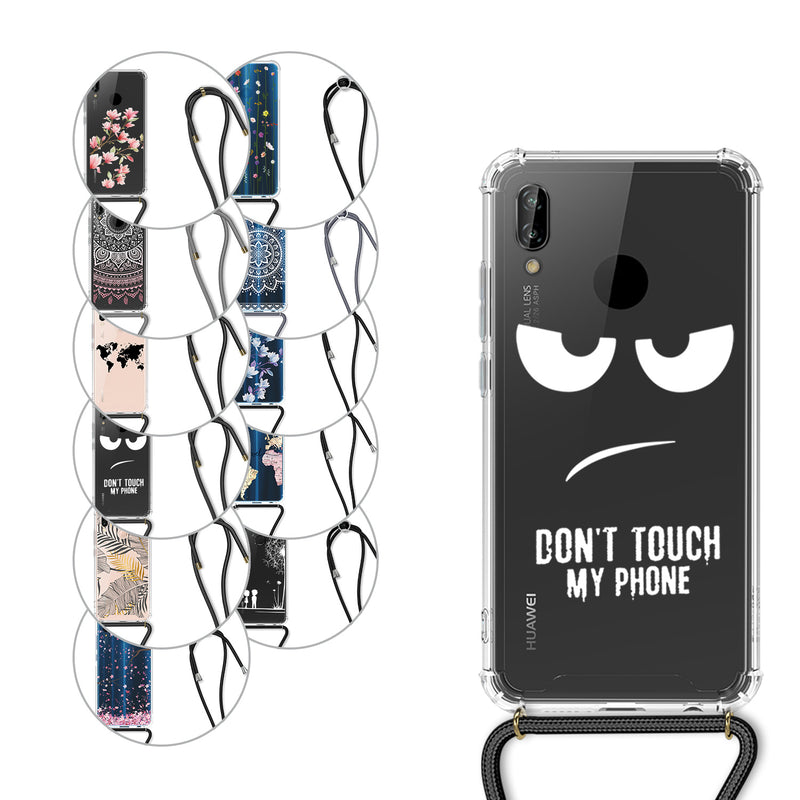 kwmobile Necklace Case kompatibel mit Huawei P20 Lite Hülle Silikon Cover mit Handykette Kirschblütenblätter