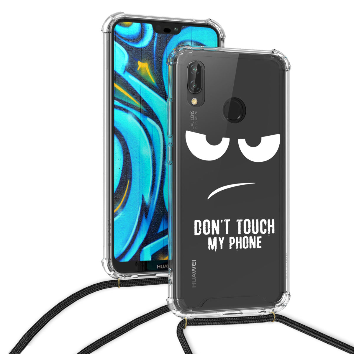 kwmobile Necklace Case kompatibel mit Huawei P20 Lite Hülle Silikon Cover mit Handykette Kirschblütenblätter