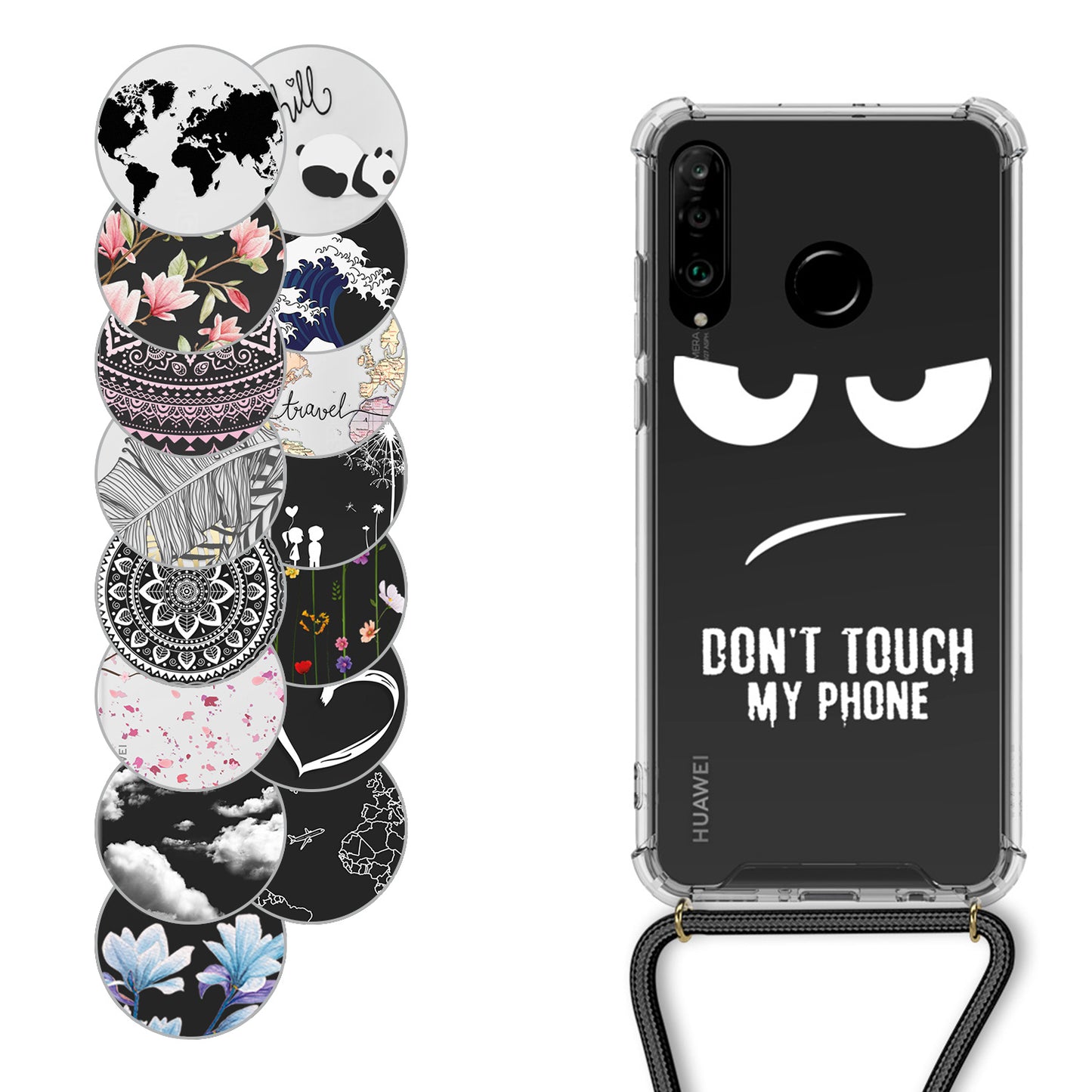 kwmobile Necklace Case kompatibel mit Huawei P30 Lite Hülle Silikon Cover mit Handykette
