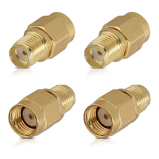 kwmobile 4x F-Buchse auf SMA Stecker Adapter - F-Buchse Female ohne Pin zu SMA Male mit Pin Konverter - SMA-Adapter Koaxial Steckverbinder Silber  [dsg07]