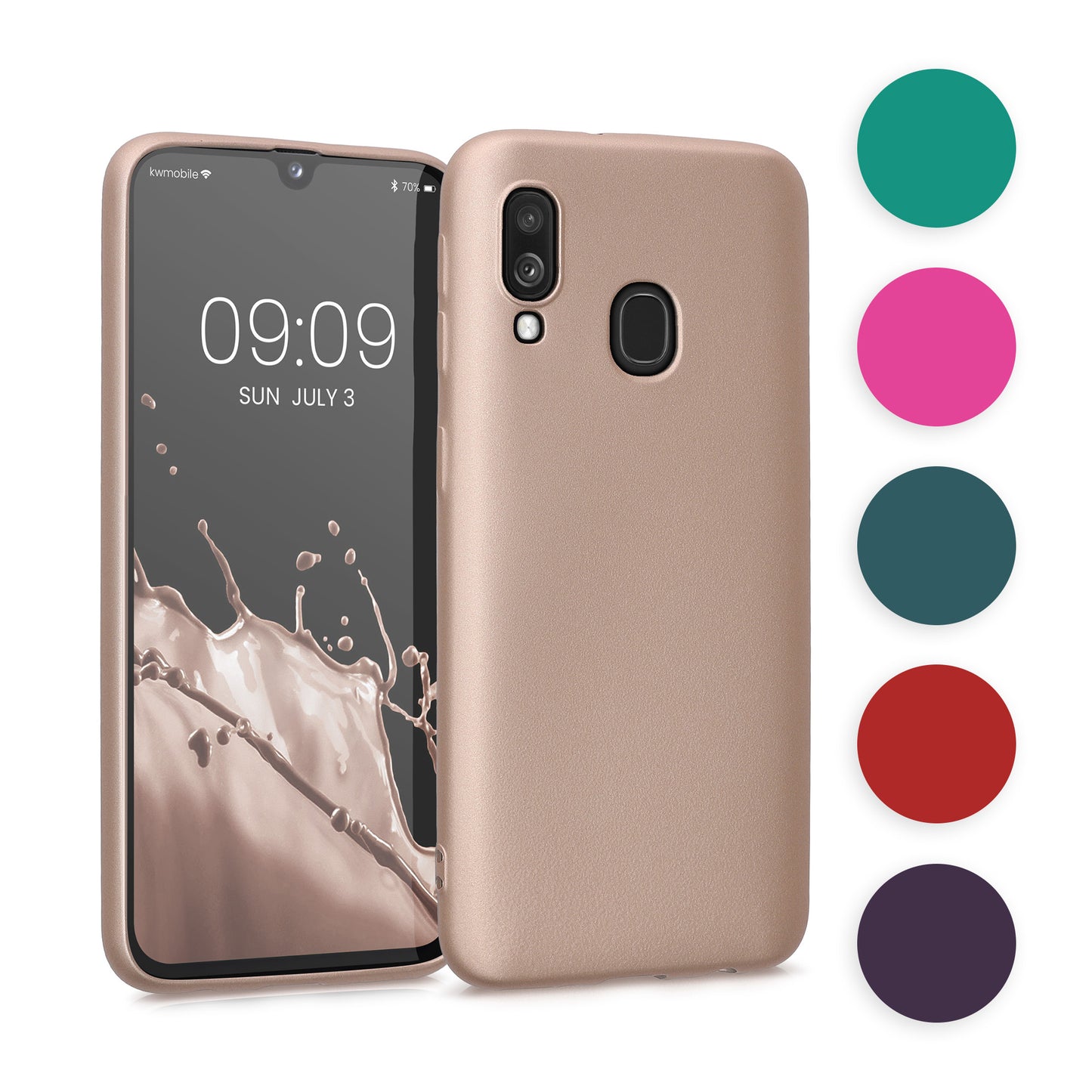 kwmobile Case kompatibel mit Samsung Galaxy A40 Hülle - Schutzhülle aus Silikon metallisch schimmernd - Handyhülle Metallic Mintgrün Metallic Mintgrün  