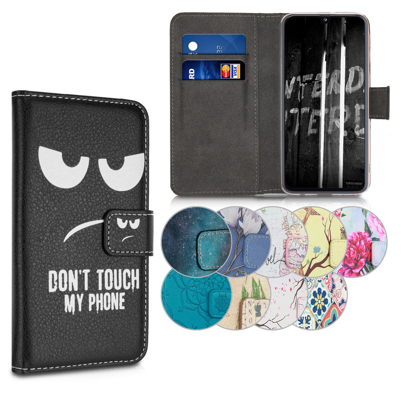 kwmobile Wallet Case kompatibel mit Samsung Galaxy A40 Hülle - Cover mit Ständer und Kartenfächern - Magnolien Taupe Weiß Blaugrau Taupe  [dsg02]