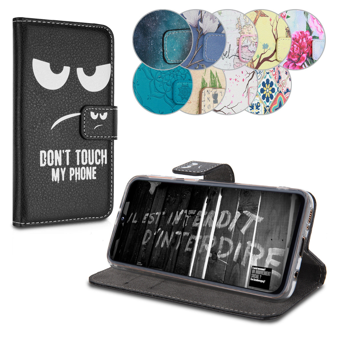 kwmobile Wallet Case kompatibel mit Samsung Galaxy A40 Hülle - Cover mit Ständer und Kartenfächern