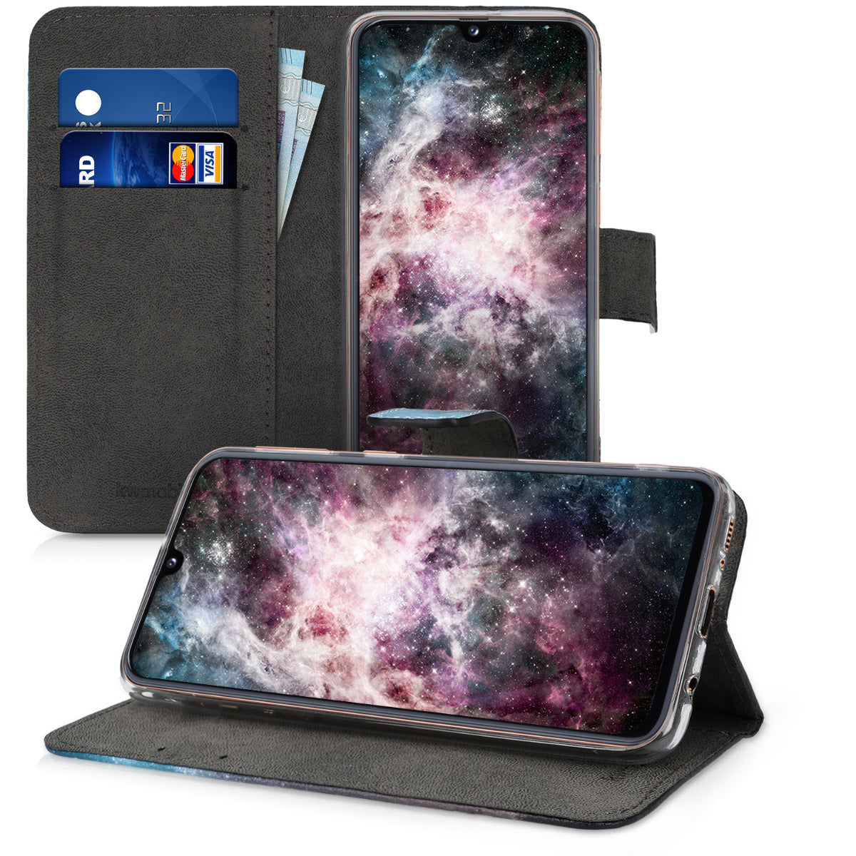 kwmobile Wallet Case kompatibel mit Samsung Galaxy A40 Hülle - Cover mit Ständer und Kartenfächern