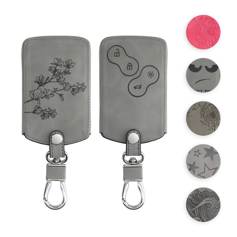 kwmobile Autoschlüssel Hülle kompatibel mit Renault 4-Tasten Autoschlüssel Karte (nur Keyless Go) - Kunstleder Schutzhülle Schlüsselhülle Cover Don't touch my Key Grau Grau  [dsg13]