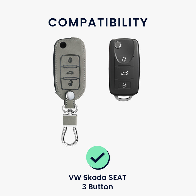 kwmobile Autoschlüssel Hülle kompatibel mit VW Skoda Seat 3-Tasten Autoschlüssel Kunstleder Schutzhülle Schlüsselhülle Cover