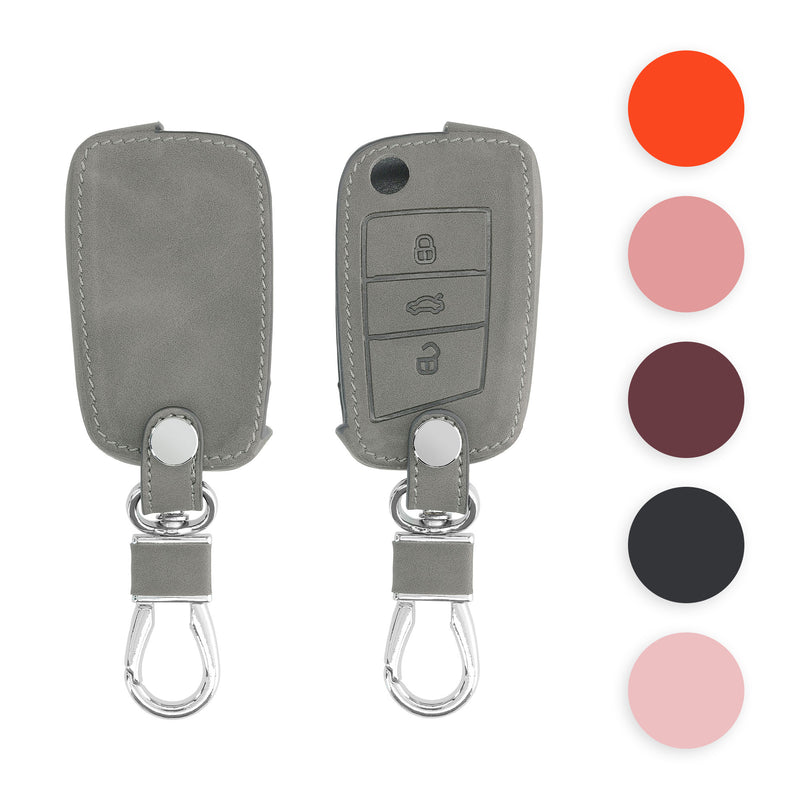 kwmobile Autoschlüssel Hülle kompatibel mit VW Golf 7 MK7 3-Tasten Autoschlüssel - Nubuklederoptik - Kunstleder Schutzhülle Schlüsselhülle Cover - Orange Orange  