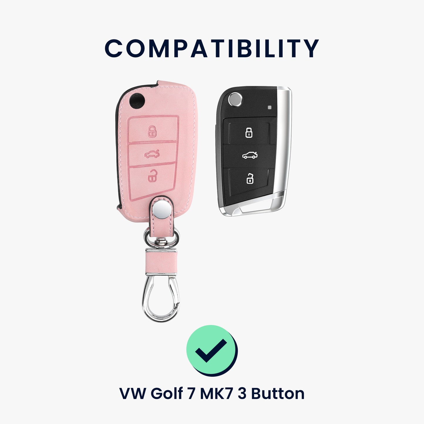 kwmobile Autoschlüssel Hülle kompatibel mit VW Golf 7 MK7 3-Tasten Autoschlüssel Kunstleder Schutzhülle Schlüsselhülle Cover