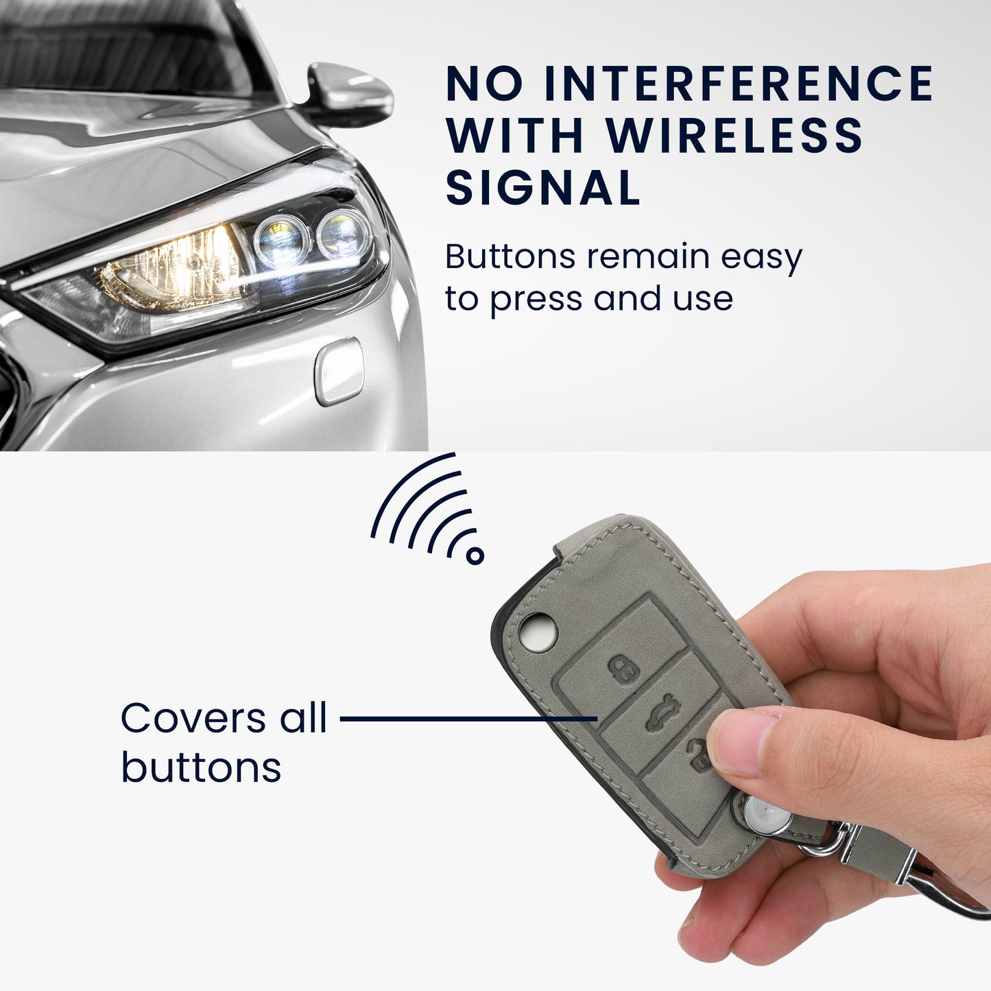 kwmobile Autoschlüssel Hülle kompatibel mit VW Golf 7 MK7 3-Tasten Autoschlüssel Kunstleder Schutzhülle Schlüsselhülle Cover