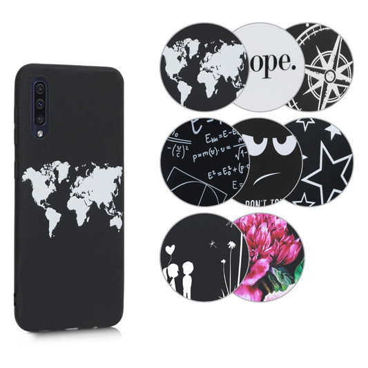 kwmobile Hülle kompatibel mit Samsung Galaxy A50 - Handyhülle Silikon Case - Don't touch my Phone Weiß Schwarz Weiß  [dsg04]