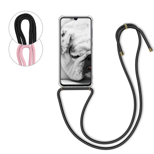 kwmobile Necklace Case kompatibel mit Samsung Galaxy A70 Hülle - Silikon Cover mit Handykette - Band Handyhülle Transparent Schwarz Transparent  