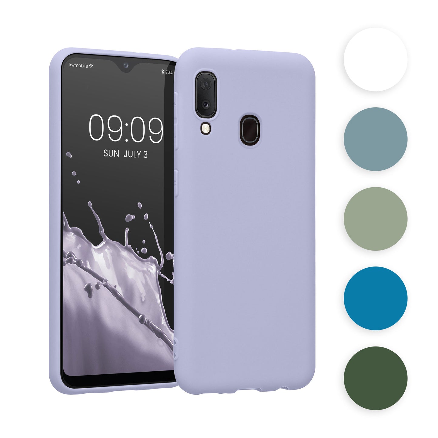 kwmobile Hülle kompatibel mit Samsung Galaxy A20e Hülle - weiches TPU Silikon Case - Cover geeignet für kabelloses Laden - Baltik Blau Baltik Blau  