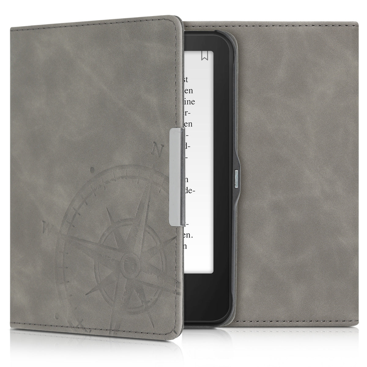 kwmobile Schutzhülle für Tolino Vision 1 / 2 / 3 / 4 HD Hülle - eReader Case aus Kunstleder mit Auto Sleep Funktion - Kompass Vintage