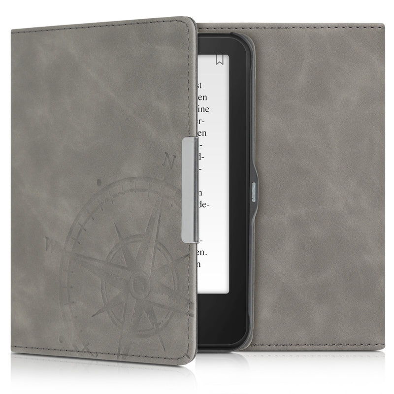 kwmobile Schutzhülle für Tolino Vision 1 / 2 / 3 / 4 HD Hülle - eReader Case aus Kunstleder mit Auto Sleep Funktion - Kompass Vintage