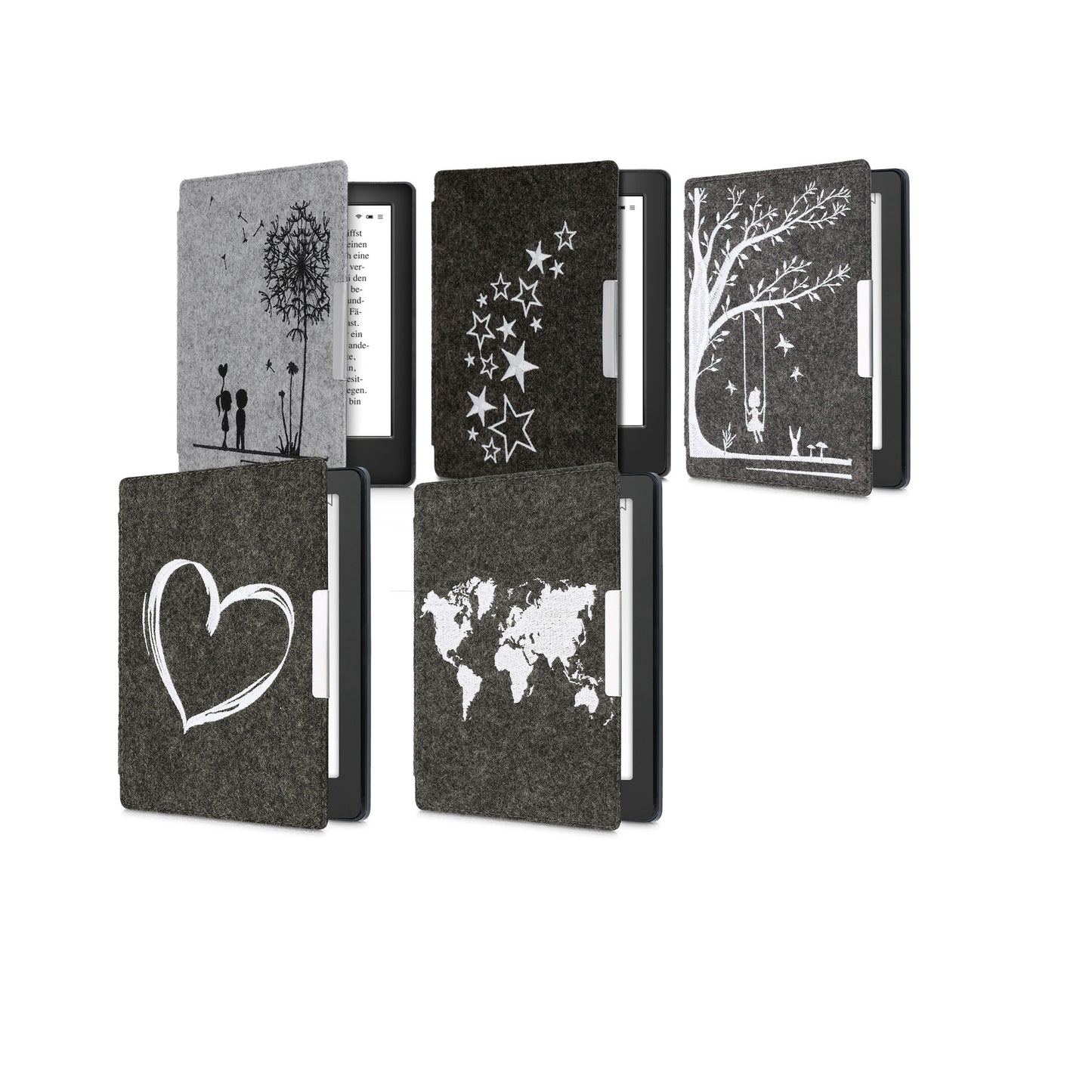 kwmobile Hülle kompatibel mit Kobo Aura H2O Edition 2 eReader Schutzhülle Cover Case Dunkelgrau