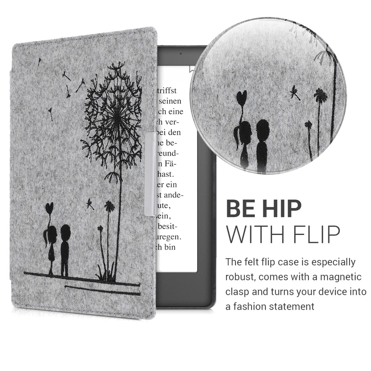 kwmobile Hülle kompatibel mit Kobo Aura H2O Edition 2 eReader Schutzhülle Cover Case Dunkelgrau